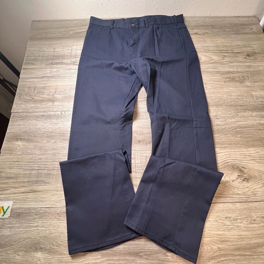Big Yank Work Pants Men 40x34 Navy Blue Vintage Union Made USA Talon Zip Utility